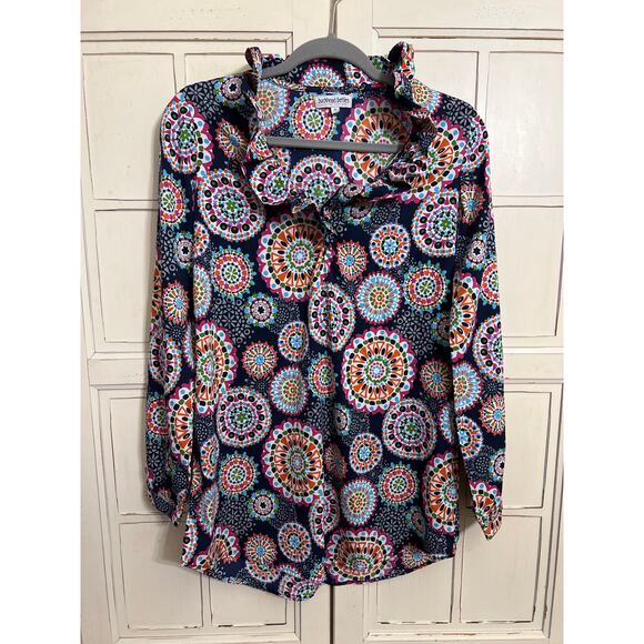 Buckhead Betties size small colorful popover blouse top short - Picture 1 of 3